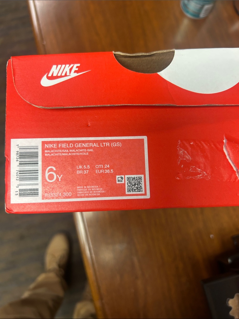 Nike Kids Field General LTR GS Box Label - Malachite/Sail
